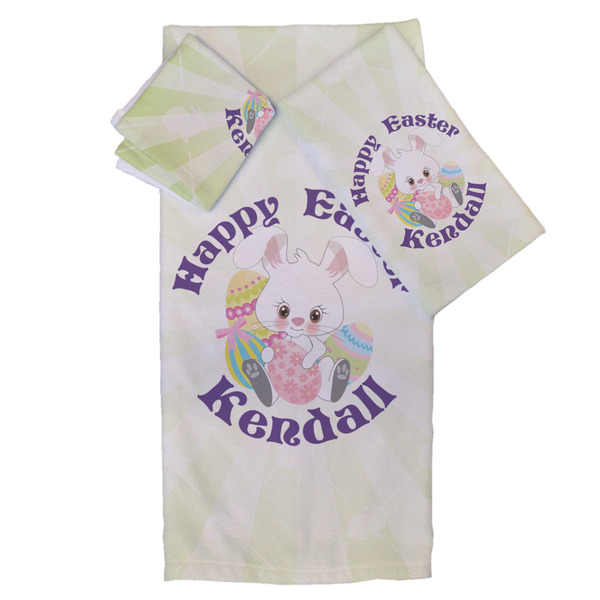 Custom Easter Bunny Bath Towel Set - 3 Pcs (Personalized)