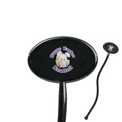 Easter Bunny 7" Oval Plastic Stir Sticks - Black - Single Sided (Personalized)
