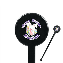 Easter Bunny 7" Round Plastic Stir Sticks - Black - Single Sided (Personalized)