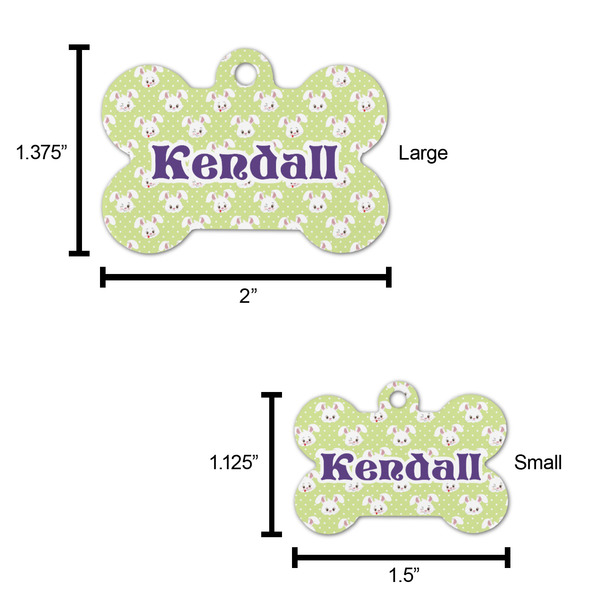 Easter Bunny Bone Shaped Dog ID Tag - Large - Scale