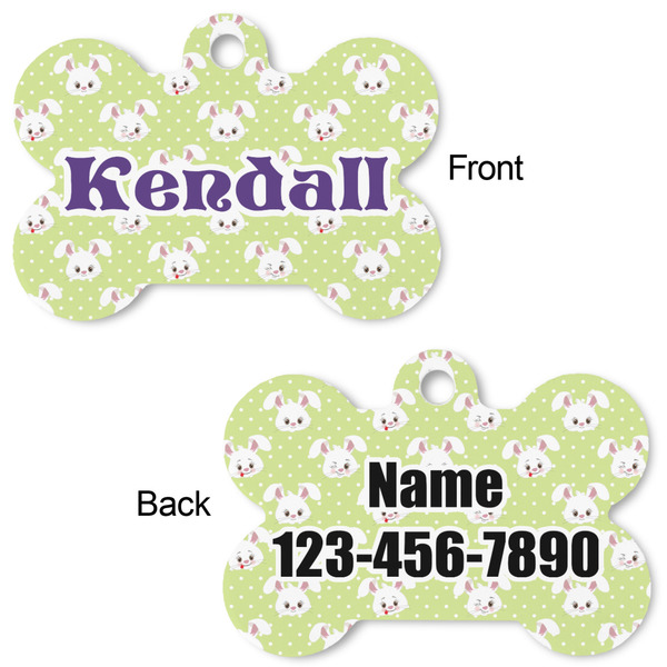 Easter Bunny Bone Shaped Dog Tag - Front & Back
