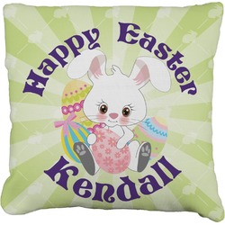 Easter Bunny Faux-Linen Throw Pillow 16" (Personalized)