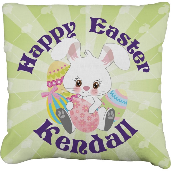 Custom Easter Bunny Faux-Linen Throw Pillow 16" (Personalized)