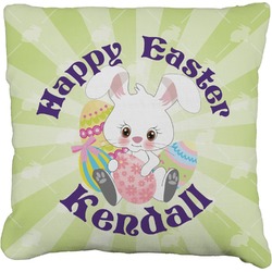 Easter Bunny Faux-Linen Throw Pillow 20" (Personalized)