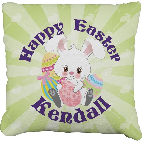 Custom Easter Bunny Faux-Linen Throw Pillow 20" (Personalized)