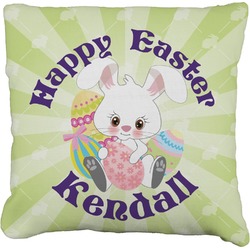 Easter Bunny Faux-Linen Throw Pillow 26" (Personalized)