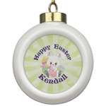 Easter Bunny Ceramic Ball Ornament (Personalized)