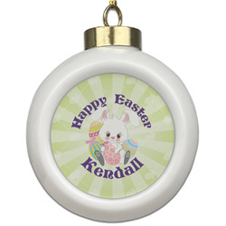 Easter Bunny Ceramic Ball Ornament (Personalized)