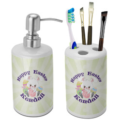 Easter Bunny Ceramic Bathroom Accessories Set (Personalized)
