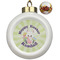 Easter Bunny Ceramic Christmas Ornament - Poinsettias (Front View)