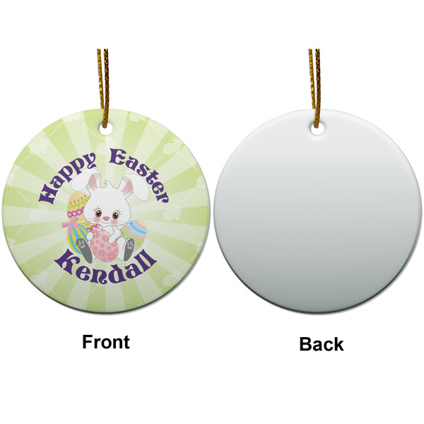 Easter Bunny Ceramic Flat Ornament - Circle Front & Back (APPROVAL)