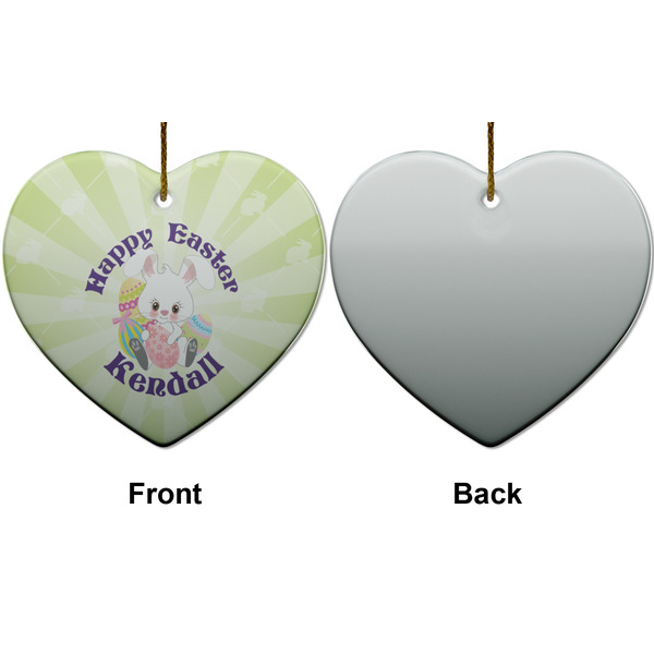 Easter Bunny Ceramic Flat Ornament - Heart Front & Back (APPROVAL)