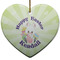 Easter Bunny Ceramic Flat Ornament - Heart (Front)