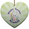 Easter Bunny Heart Ceramic Ornament w/ Name or Text
