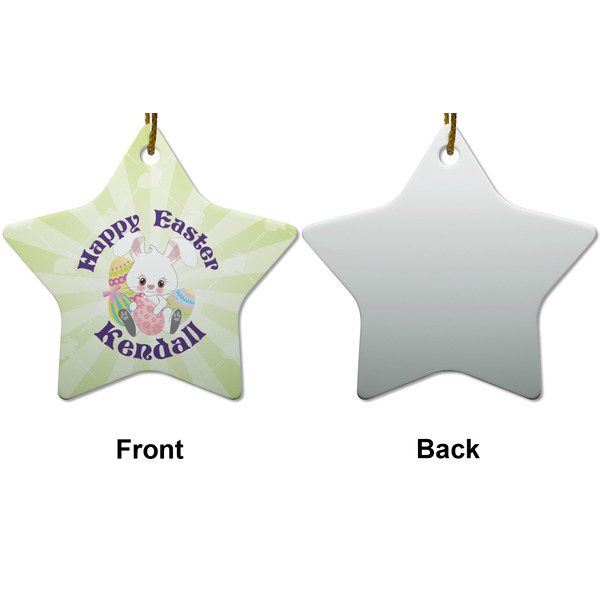 Easter Bunny Ceramic Flat Ornament - Star Front & Back (APPROVAL)