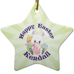 Easter Bunny Star Ceramic Ornament w/ Name or Text