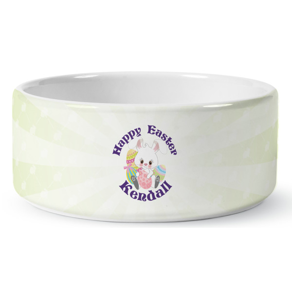 Custom Easter Bunny Ceramic Dog Bowl (Personalized)