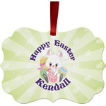 Easter Bunny Metal Frame Ornament - Double Sided w/ Name or Text