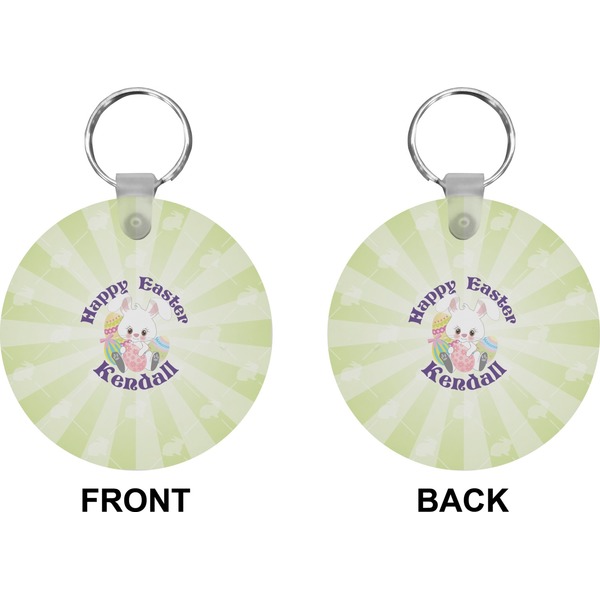 Easter Bunny Circle Keychain (Front + Back)