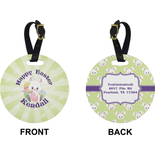 Easter Bunny Circle Luggage Tag (Front + Back)