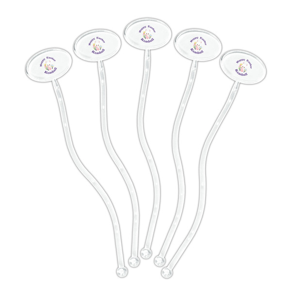 Easter Bunny Clear Plastic 7" Stir Stick - Oval - Fan