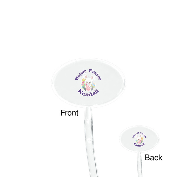 Easter Bunny Clear Plastic 7" Stir Stick - Oval - Front & Back