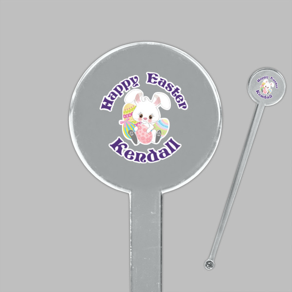 Easter Bunny Clear Plastic 7" Stir Stick - Round - Closeup