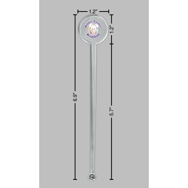 Easter Bunny Clear Plastic 7" Stir Stick - Round - Dimensions