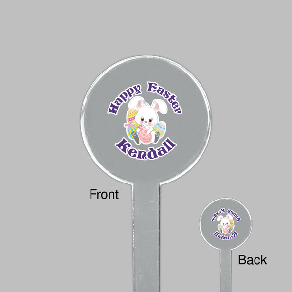 Easter Bunny Clear Plastic 7" Stir Stick - Round - Front & Back