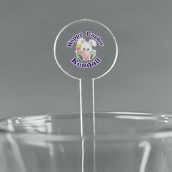 Easter Bunny 7" Round Plastic Stir Sticks - Clear (Personalized)