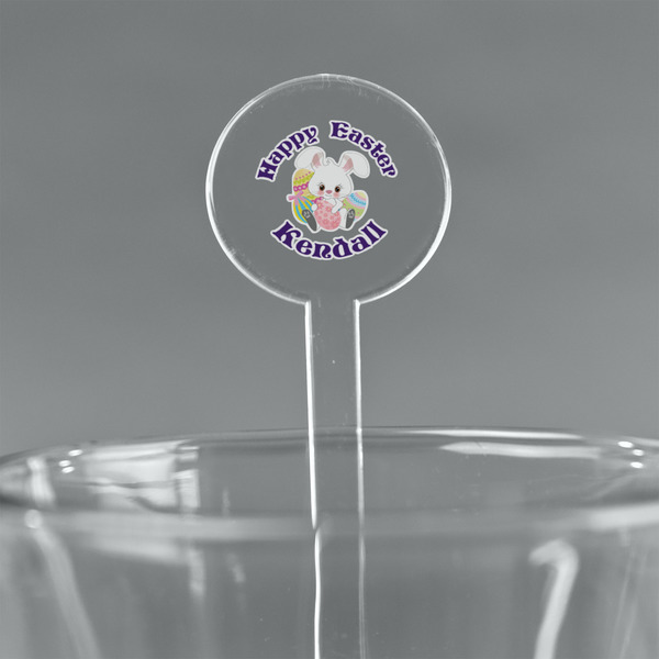 Custom Easter Bunny 7" Round Plastic Stir Sticks - Clear (Personalized)