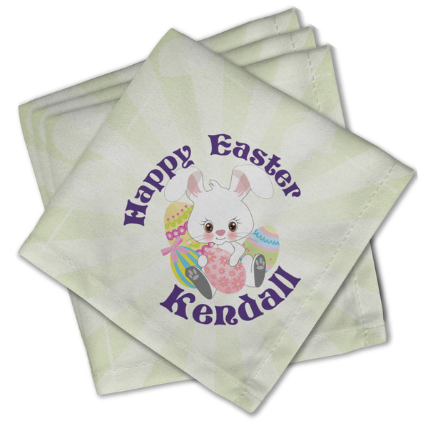 Custom Easter Bunny Cloth Cocktail Napkins - Set of 4 w/ Name or Text
