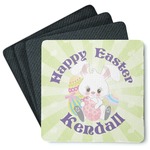 Easter Bunny Square Rubber Backed Coasters - Set of 4 (Personalized)