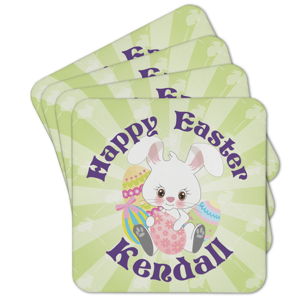 Custom Easter Bunny Cork Coaster - Set of 4 w/ Name or Text