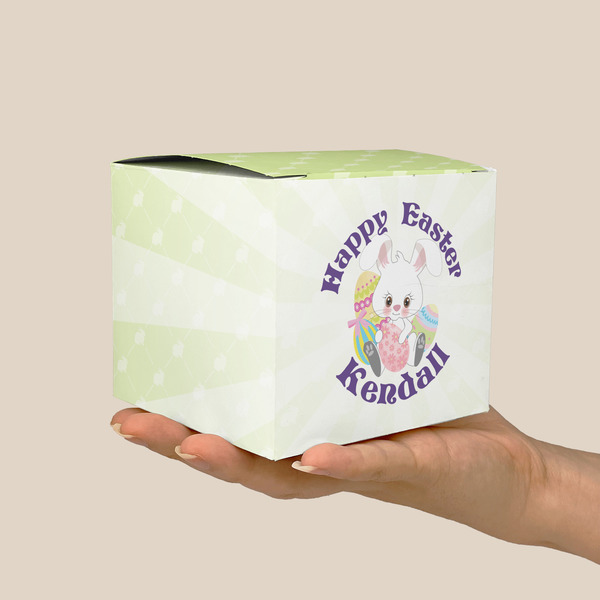 Easter Bunny Cube Favor Gift Box - On Hand - Scale View