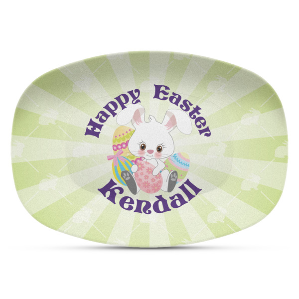 Custom Easter Bunny Plastic Platter - Microwave & Oven Safe Composite Polymer (Personalized)