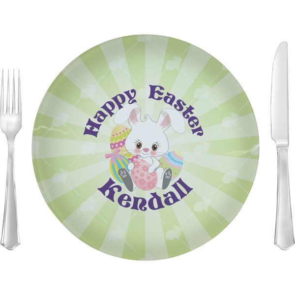 Custom Easter Bunny Glass Lunch / Dinner Plate 10" (Personalized)