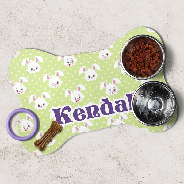 Easter Bunny Dog Bone Shaped Mat Lifestyle