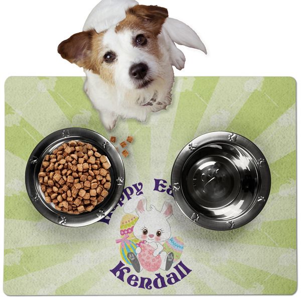 Custom Easter Bunny Dog Food Mat - Medium w/ Name or Text