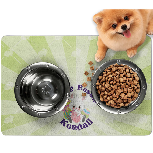 Custom Easter Bunny Dog Food Mat - Small w/ Name or Text