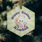 Easter Bunny Frosted Glass Ornament - Hexagon (Lifestyle)