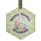 Easter Bunny Frosted Glass Ornament - Hexagon