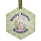 Easter Bunny Flat Glass Ornament - Hexagon w/ Name or Text