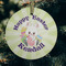 Easter Bunny Frosted Glass Ornament - Round (Lifestyle)