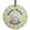Easter Bunny Frosted Glass Ornament - Round