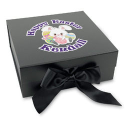 Easter Bunny Gift Box with Magnetic Lid - Black (Personalized)