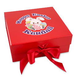 Easter Bunny Gift Box with Magnetic Lid - Red (Personalized)