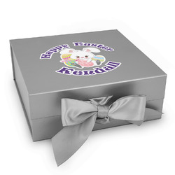 Easter Bunny Gift Box with Magnetic Lid - Silver (Personalized)