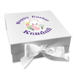Easter Bunny Gift Box with Magnetic Lid - White (Personalized)