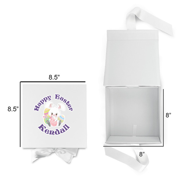 Easter Bunny Gift Boxes with Magnetic Lid - White - Open & Closed
